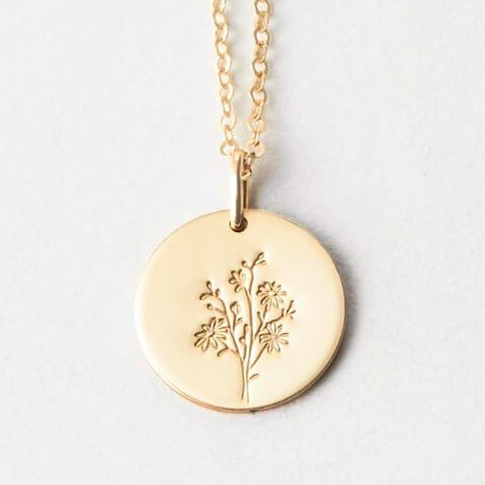 Aster September Birth Flower Charm Gift Necklace